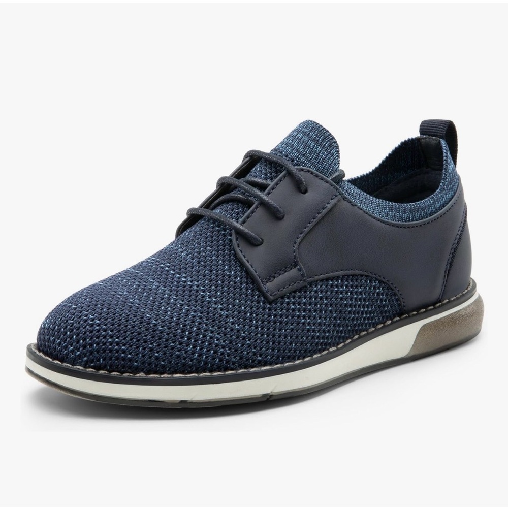 Boys' Navy Knit Dress Shoe with Lace-Up Closure Big Kid Size 5